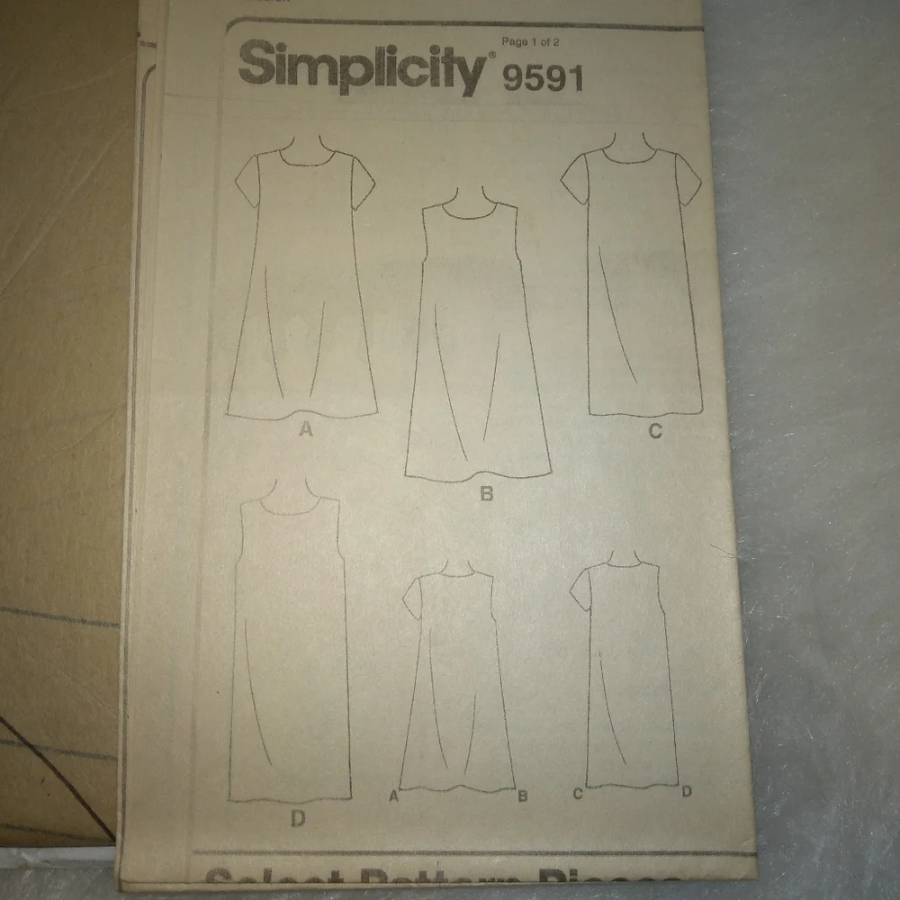 SIMPLICITY 9591 sz xs-m Misses pull over or a-line 2hr Dress EASY